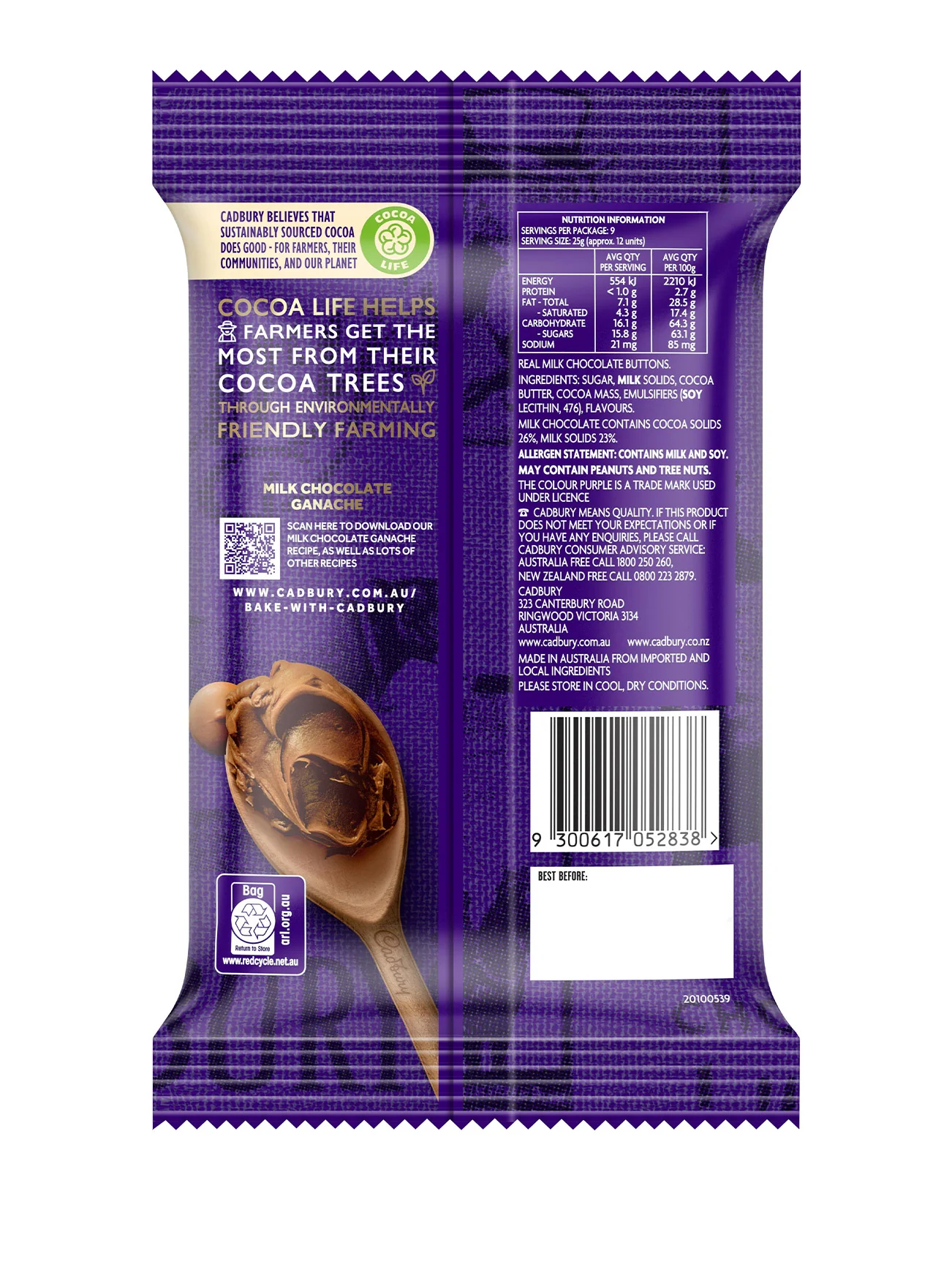 CADBURY BAKING MILK CHOC MELTS 225G - Image 6